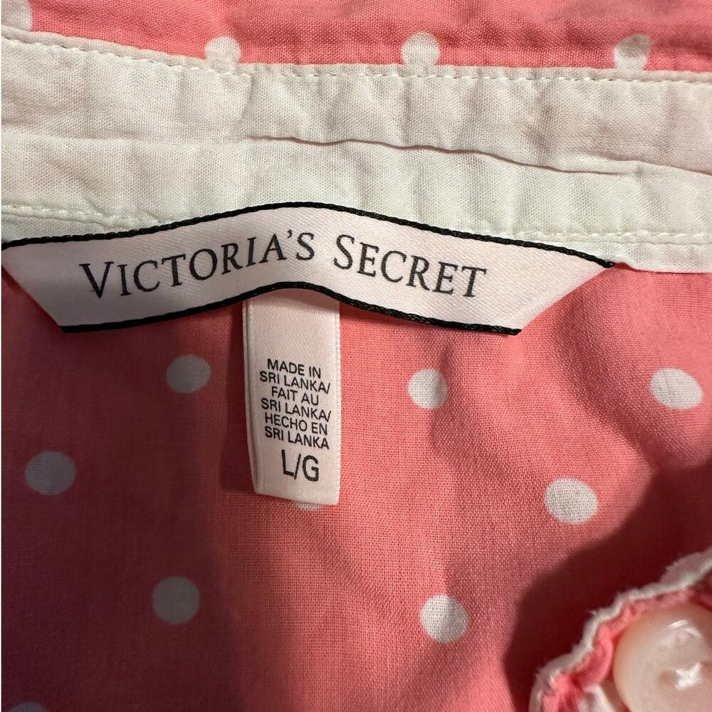 Victoria's Secret Pink Polka Dot Cotton Pajamas Size Large Pants Lightweight - Picture 5 of 8